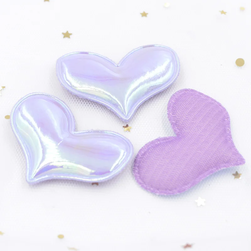 10 шт. блестящие цветные нашивки из искусственной кожи с аппликацией в виде сердца для рукоделия одежды аксессуары для волос F90 - Цвет: Purple