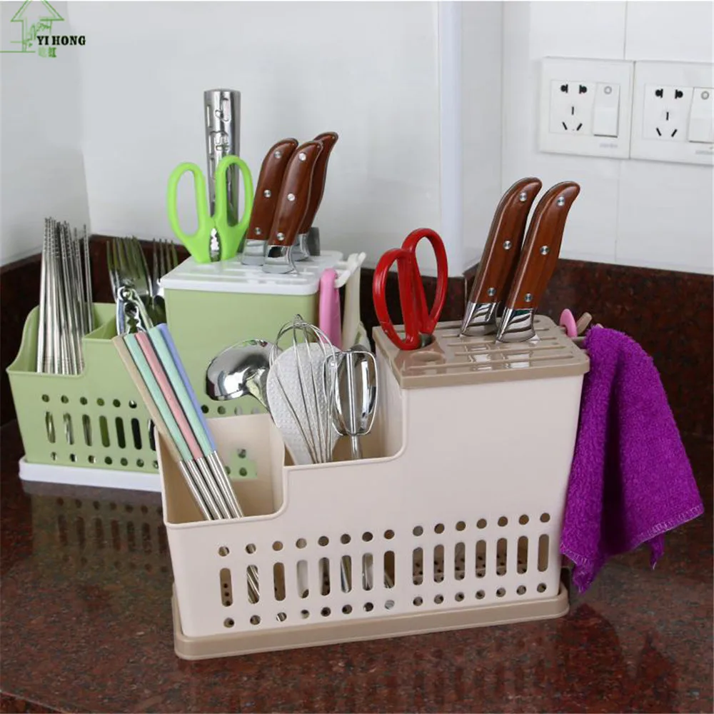 

YI HONG Multifunction Knife Holder Plastic Knife Chopsticks Cage Draining Rack Storage Shelf Stand For knives Holder