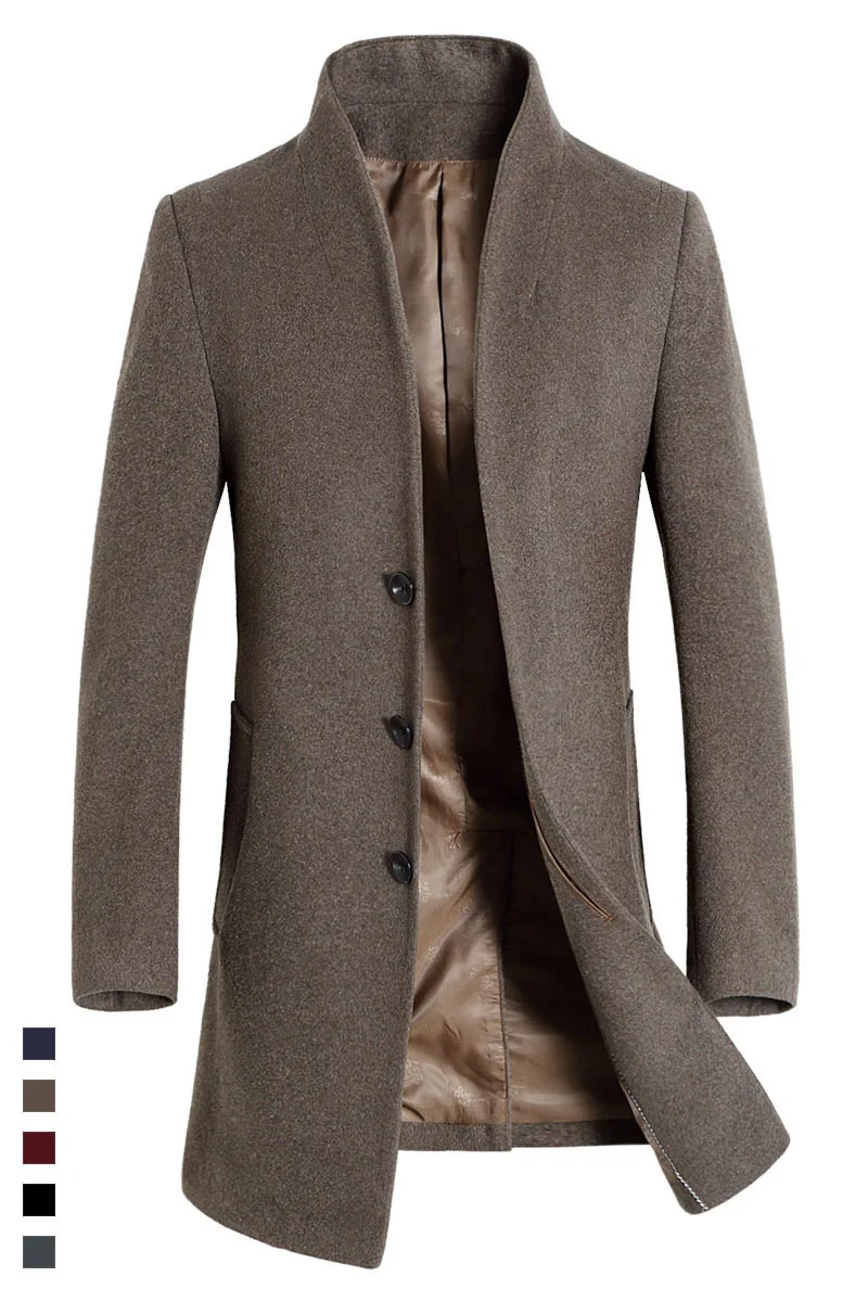 2019 Зимняя шерстяная куртка мужская Высококачественная шерстяная облегающее пальто в повседневном стиле шерстяная куртка с воротником