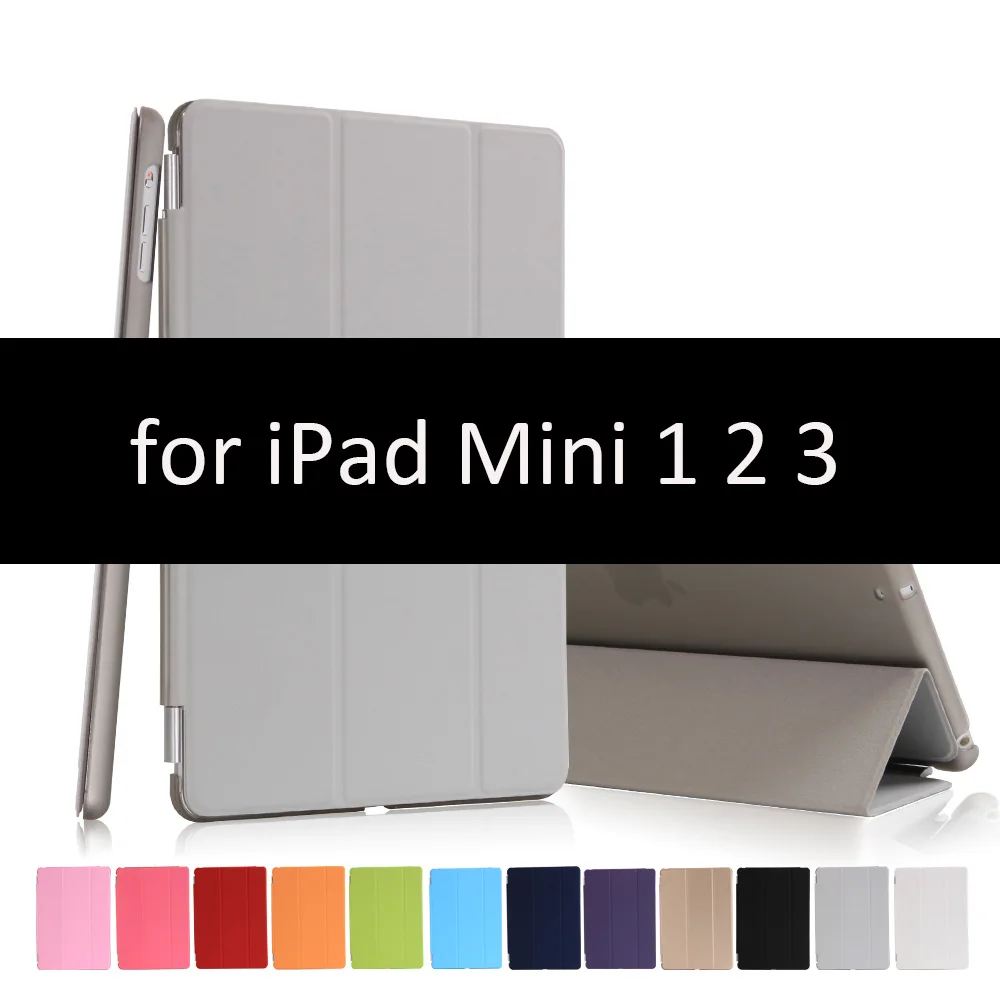 Чехол для for IPad Mini 1/2/3, golp 2 в 1 идеально подходит Магнитный искусственная кожа Smart Cover ПК прозрачный чехол для for IPad Mini 1/ 2/3 - Цвет: Grey-123