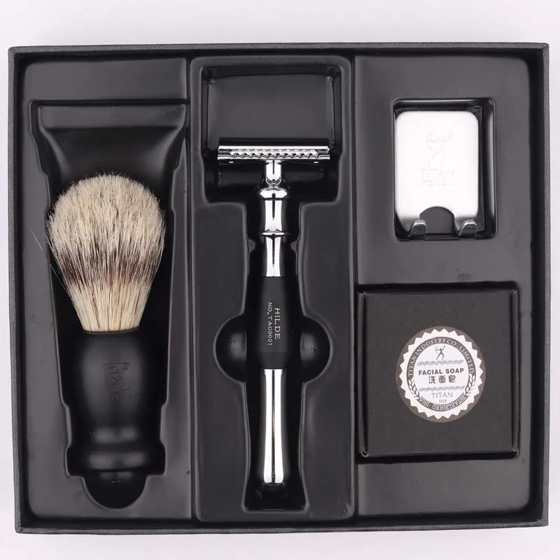 Titan razor double edge safety razor set with brush soap free shipping