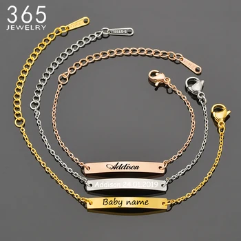 

Custom Stainless Steel Baby Name Bracelet Girl Boy Personalized Adjustable Toddler Child ID Bracelet Birthday Gifts
