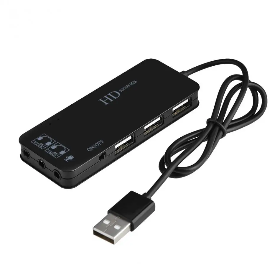 USB 2,0 Интерфейс внешний 7.1CH звуковых карт 3-Порты и разъёмы USB 2,0++ микрофон 7.1CH Звуковой адаптер мульти Порты сплиттер usb-хаб