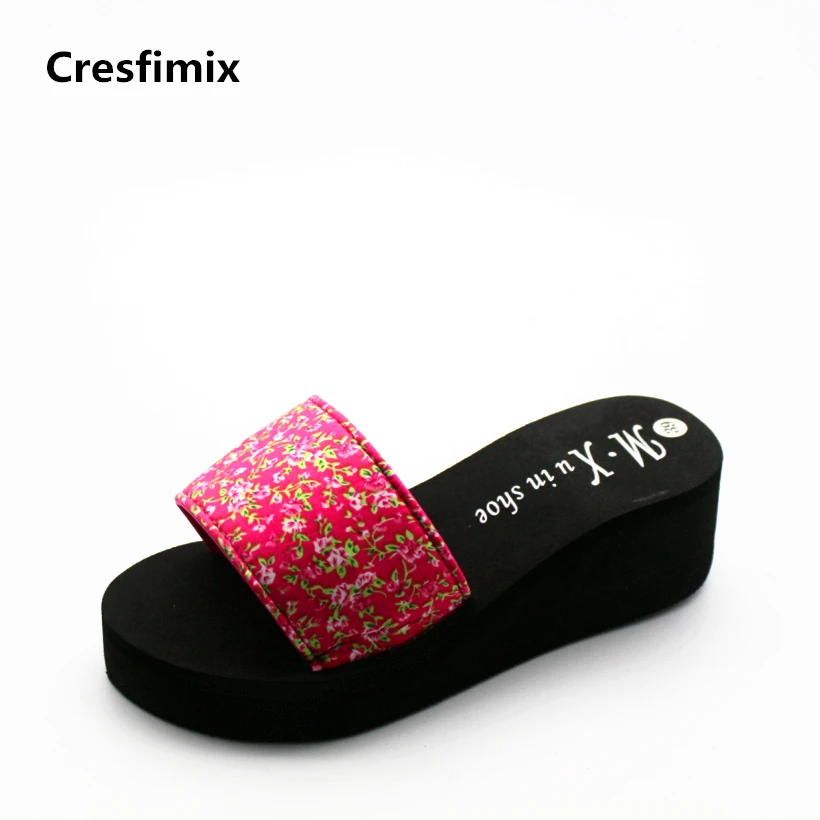 Cresfimix women fashion comfortable slip on summer slippers lady cute black floral slides female leisure spring platform slipper cresfimix women fashion high quality comfortable slippers lady casual pink beach slip on slippers female leisure soft slippers