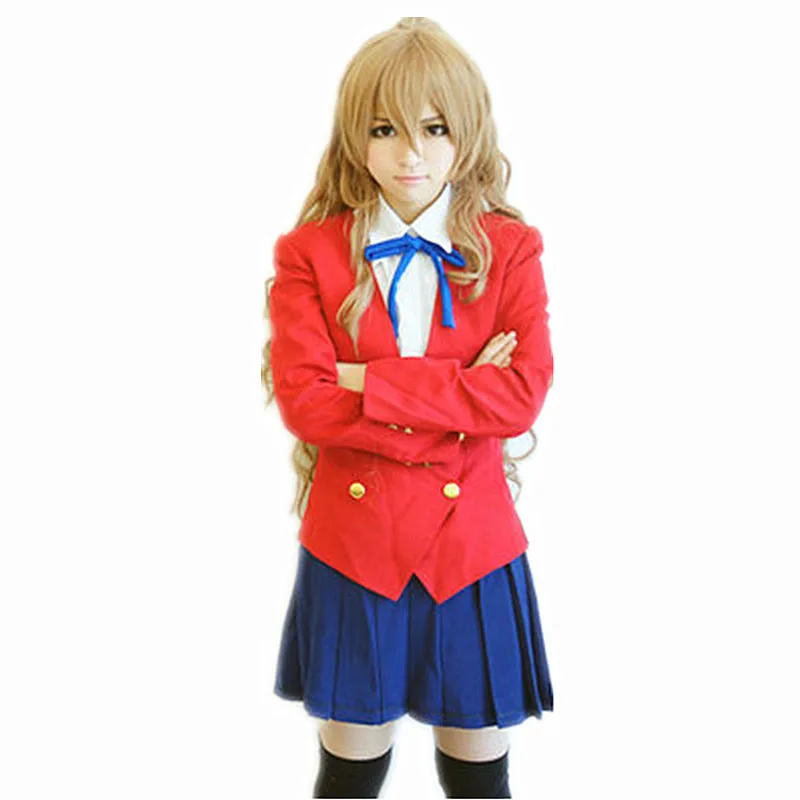 Anime-TIGER-DRAGON-Toradora-Aisaka-Taiga-Cosplay-Costume-School-Uniform-for-Girls-Blazer-Skirt-Tie