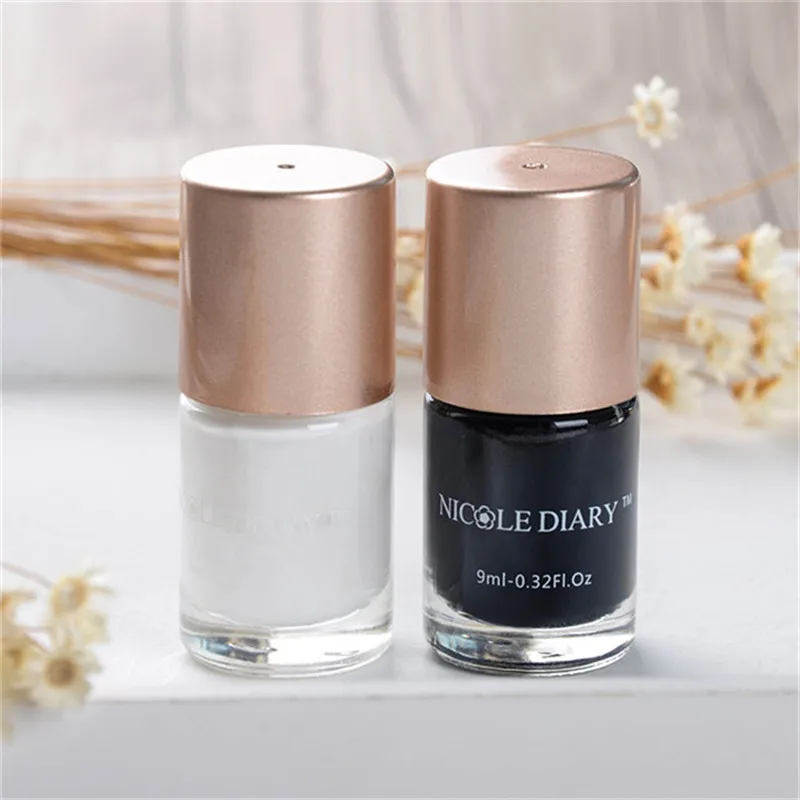 NICOLE DIARY 2 бутылки черный и белый лак для ногтей штамповка лак для красоты ногтей печать 2 цвета
