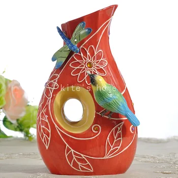 

ceramic creative birds statue flowers vase pot home decor crafts room wedding decorations handicraft porcelain figurines