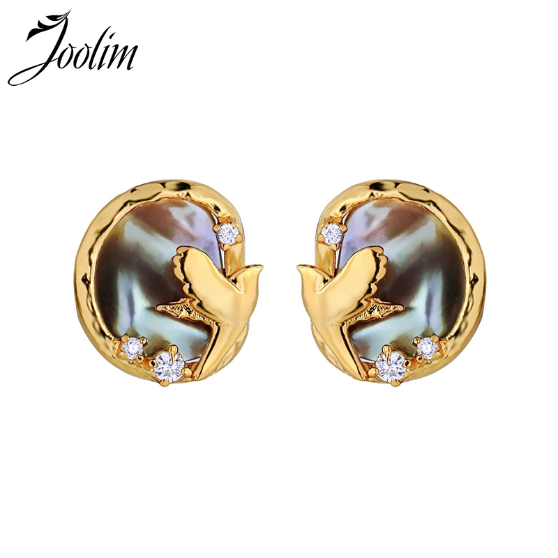 

Joolim Pink Black Shell Bird Stud Earring High End Stud