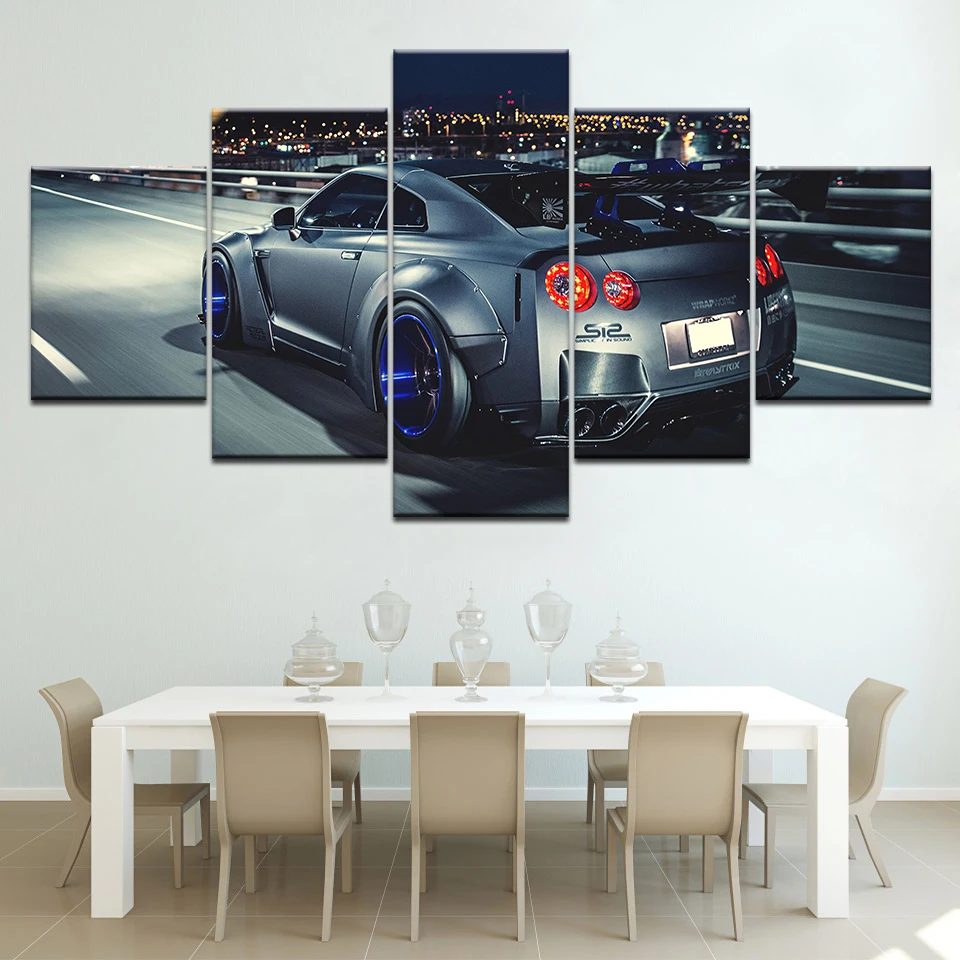 

5 Pieces Nissan Skyline Gtr Poster Canvas HD Print Painting For Modern Decorative Bedroom Wall Art Urban Landscape Picture