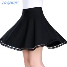 Новая весенняя женская плиссированная мини-юбка, модная однотонная кружевная юбка с высокой талией, плюс размер, короткая юбка с эластичной резинкой на талии, IOQRCJV N046