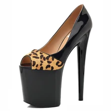 Обувь для ночного клуба на высоком каблуке, на высоком каблуке, с водонепроницаемым столом, 18-20 см, с леопардовым принтом, обувь для танцев на высоком каблуке