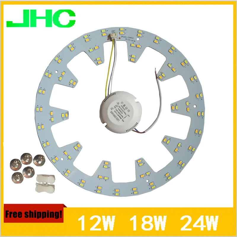 Ring Ceiling Lights Aluminum Plate High Quality SMD5730 LED Ceiling Lamp 2x24w 18W 12W AC90V~260V Warm White+Cool White In 1 PCB