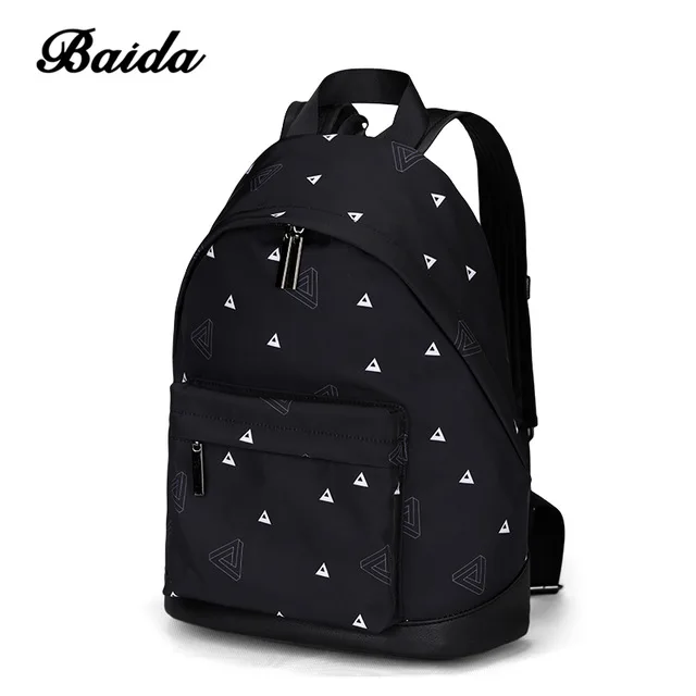 Рюкзак BAIDA Женский черный с треугольным принтом|backpack bag|fashion backpacks bagsbackpack female |