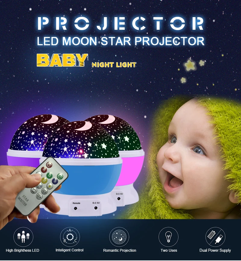 Светодиодный проектор с вращающейся звездой и дистанционным управлением, новинка, праздничный светильник ing Moon Sky, вращающийся детский Ночной светильник, лампа на батарейках