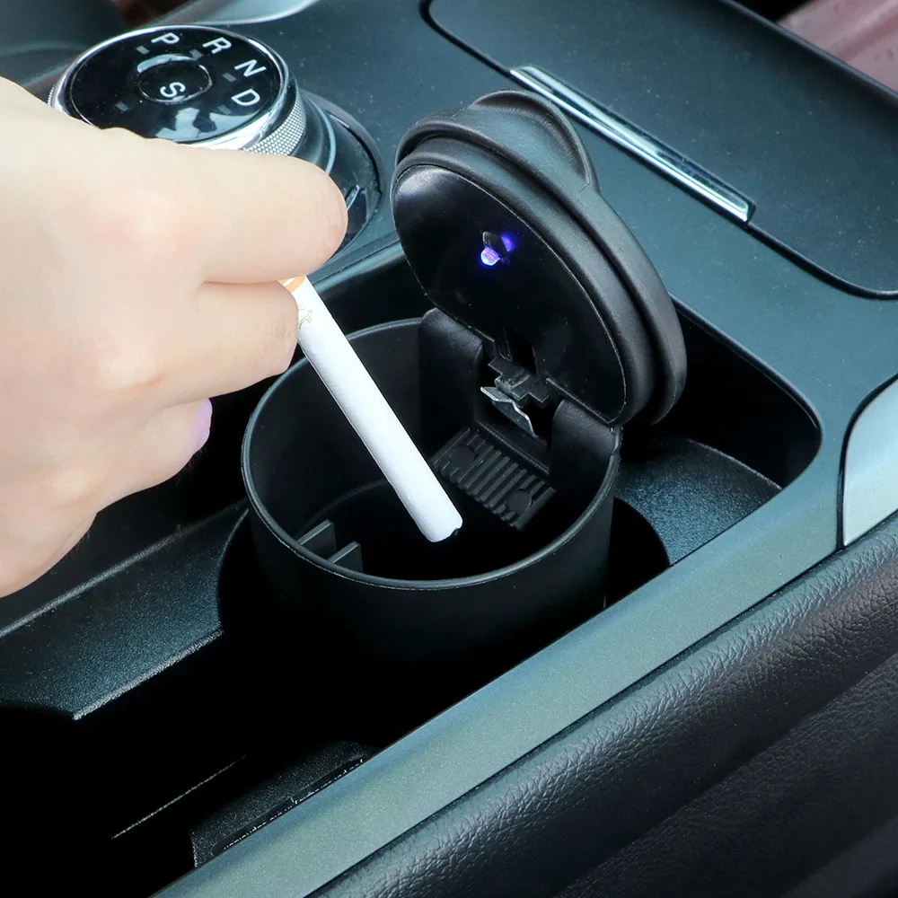 Car Ashtray with LED Light Storage Cup Automobile Ashtray Auto