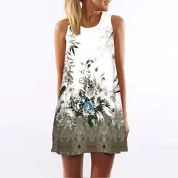 JACOSIN женское свободное летнее винтажное Короткое мини-платье без рукавов с цветочным принтом 401