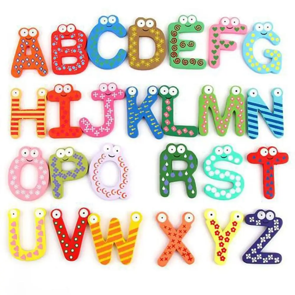 26pcs Wood Alphabet English Letters Puzzle Jigsaw Pad Kids Educational Toy S 