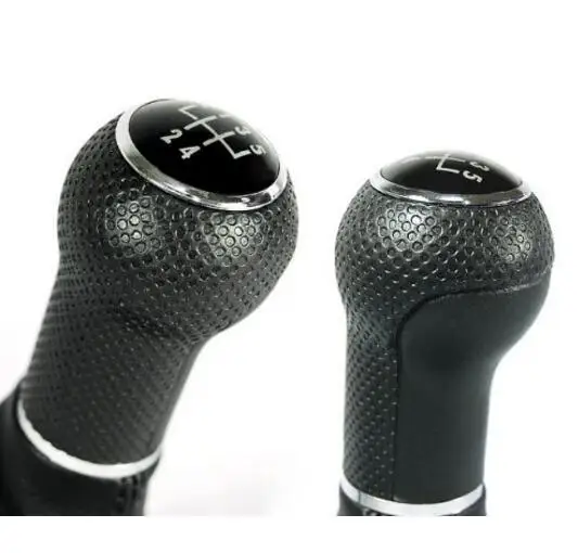 Universal 5 Speed Chrome Gear Shift Knob with Black Leather Boot For VW
