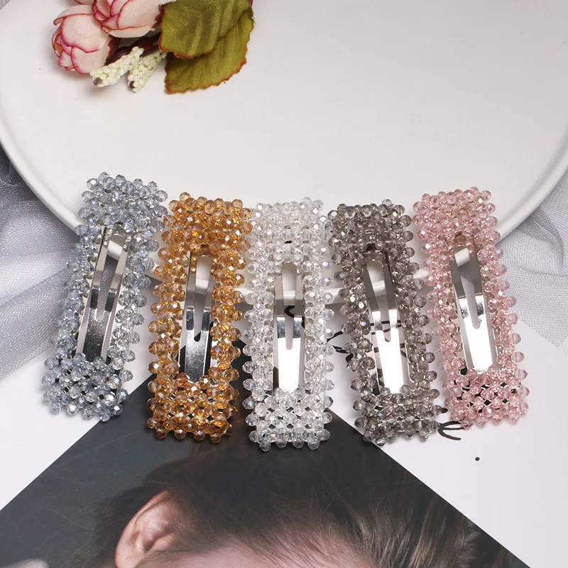 

2019 za New Crystal Hairpins Cute Fashion Rhinestones Barrettes cute Hair Accessories acrylic Hair Clips For Women Girls