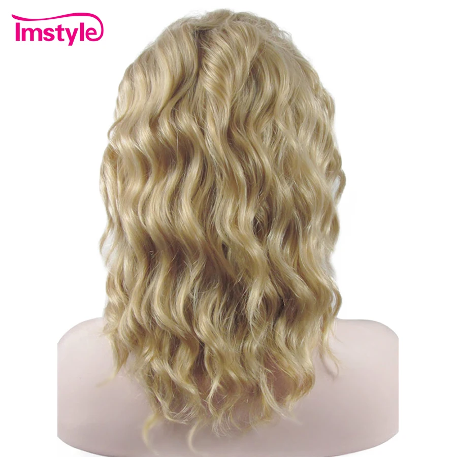 Imstyle короткий парик светловолосый для женщин синтетический фронта шнурка