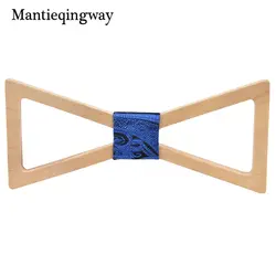 Mantieqingway модные однотонные деревянная бабочка горошек деревянная бабочка в полоску Галстуки для Для мужчин Свадебная вечеринка мужские