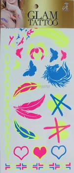 

2015 Latest Fluorescent Flash temporary Sticker tattoos for women,Fluorescence Butterfly tattoo sticker wholesale.