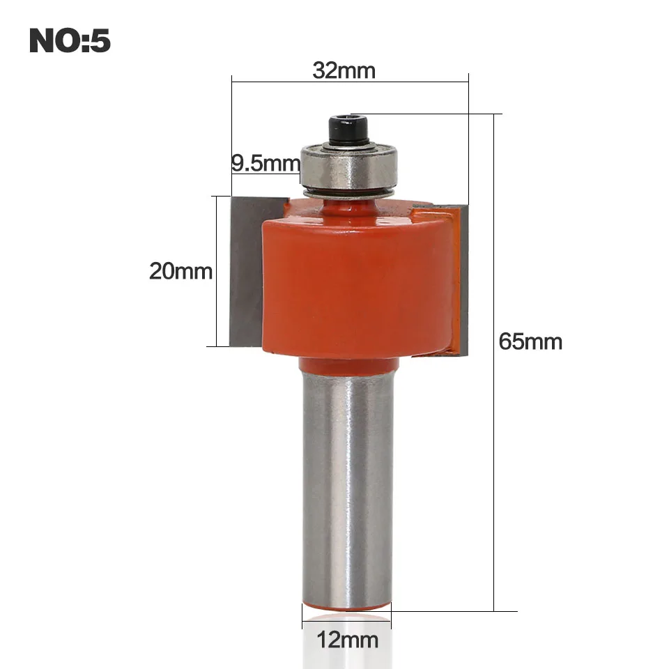1 шт. 12 мм хвостовиком T Тип Rabbeting фрезы с подшипниками Вольфрам карбида древесины фреза инструменты Фрезы для дерева - Длина режущей кромки: NO 5