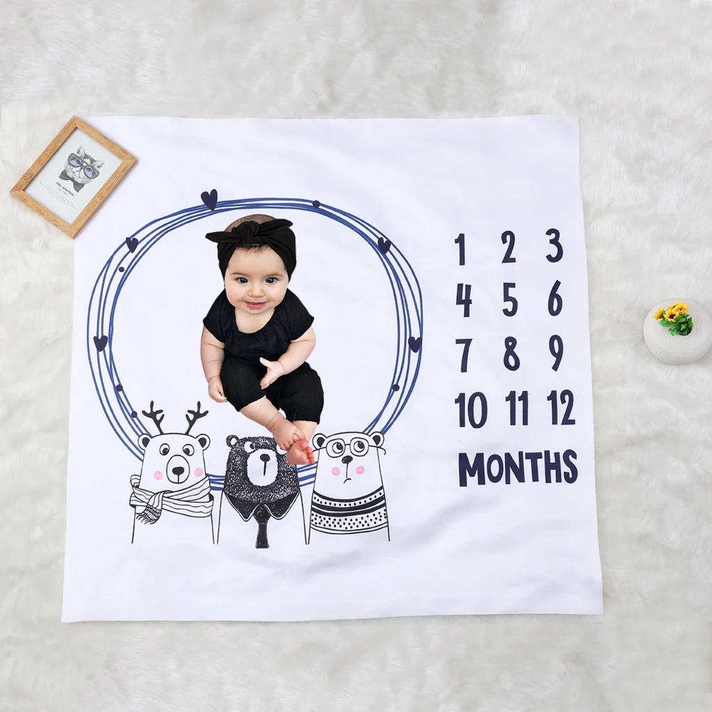Monthly Anniversary Blanket Newborn Baby Wraps Photography Mat Photography Background Mat Bath Towel Swaddle Sleeping Blanket