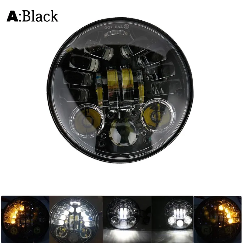 

5.75" 5-3/4" LED Projector Motorcycle Headlight Amber Turn Light White DRL Light for 5.6''