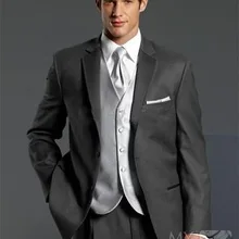 На заказ жених смокинги темно-серый нотч лучший мужчина дружки мужские свадьба / выпускного вечера костюмы жених( куртка+ брюки+ галстук+ vestw