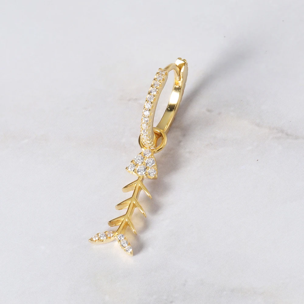 

After The New Fashion Fishbone Earrings Women Gold Fish Hoop Earrings Set Of Accessories Personality 925 Silver Earrings