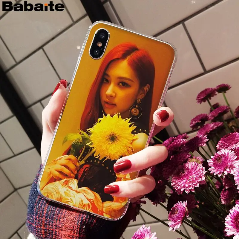 Babaite BLACKPINK ROSE Kpop DIY Painted Beautiful Phone Accessories Case for iPhone 8 7 6 6S Plus X XS MAX 5 5S SE XR Cellphones