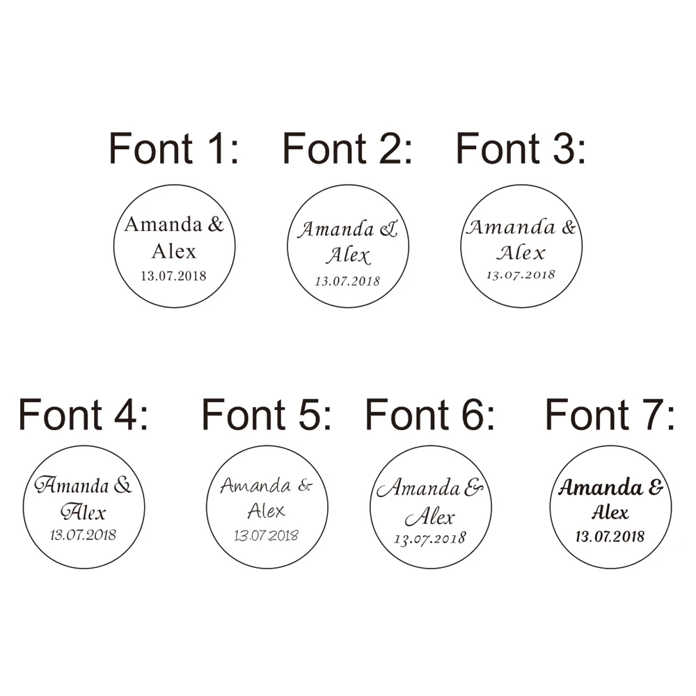 50 pcs Personalized Engraved Mirror / Clear Acrylic Circle Wedding Table Centerpieces Decoration Favors Candy Box Tags