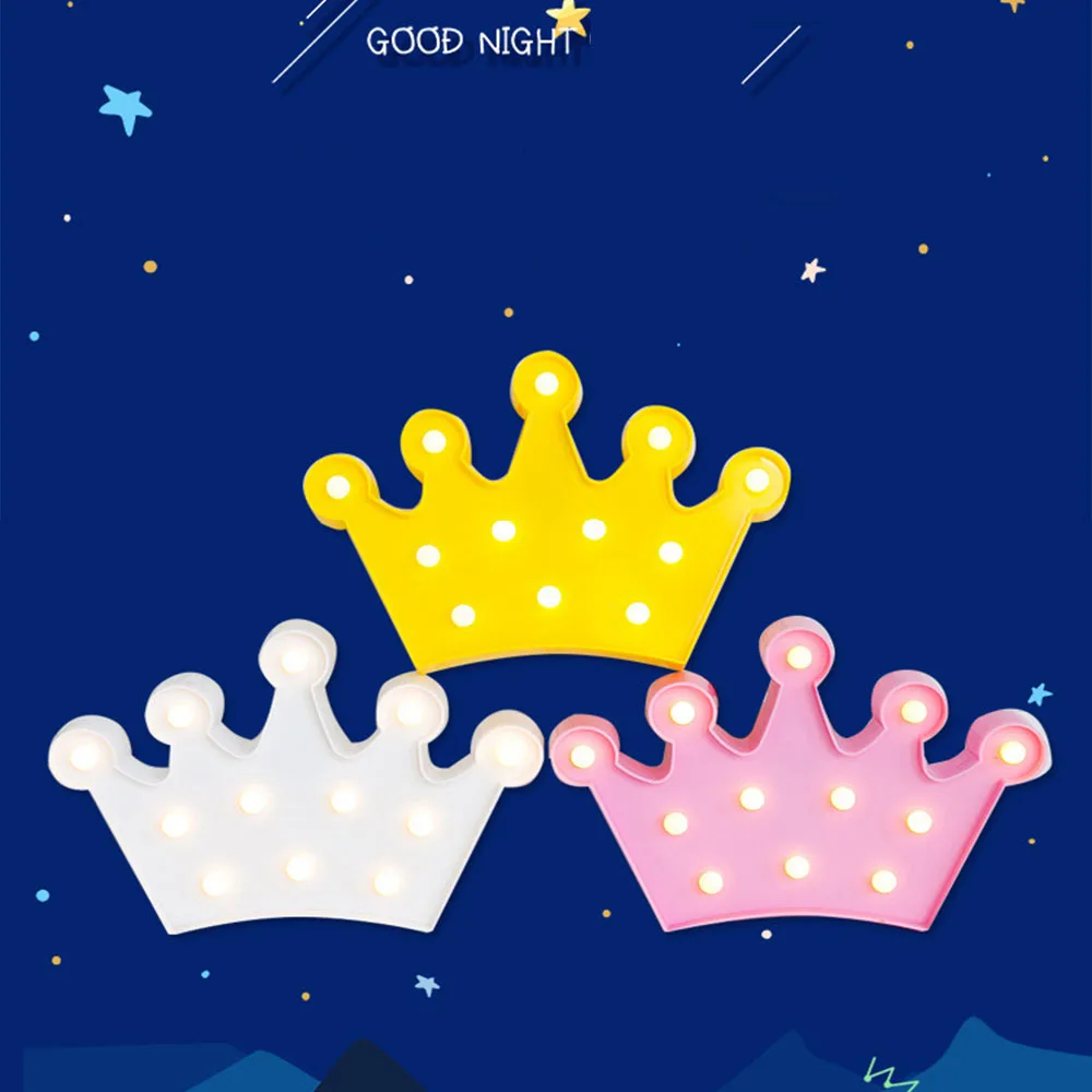 

LED 3D Princess Queen Crown Night Light Battery Power Desk Lamp for Baby Mom Child Kids Fairy Bedroom Decoration Gift Wall Lamp