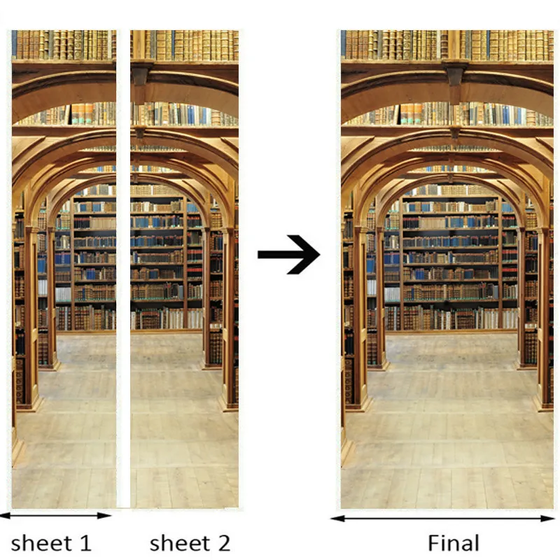 3D стикер на дверь, Современная креативная библиотека, для кабинета, книжная полка, обои, ПВХ, самоклеющиеся, водонепроницаемые, для домашнего декора, Наклейки на стены, паста