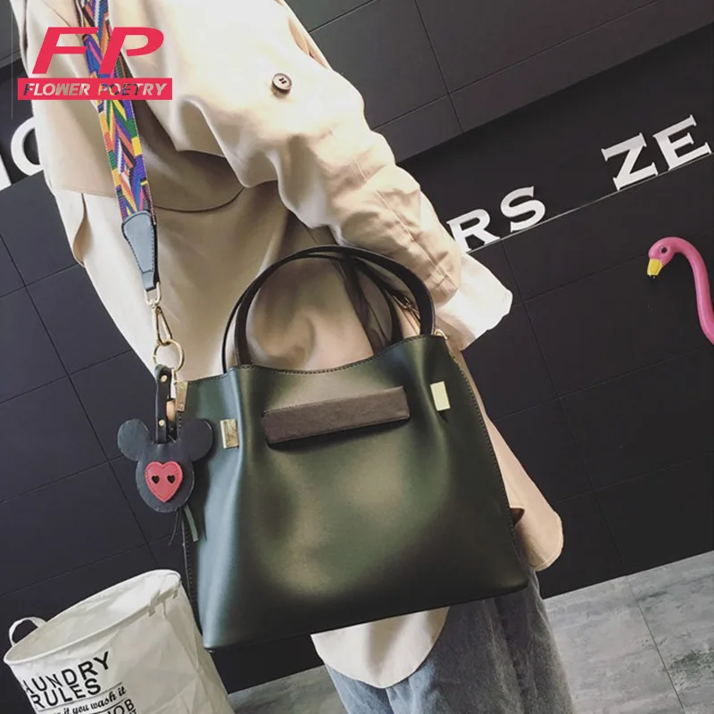 2017 Crossbody Bags Brand Women Panelled PU Leather Bucket Bag Messenger Bags For Ladies Colorful Strap Solid Women Bucket Bags