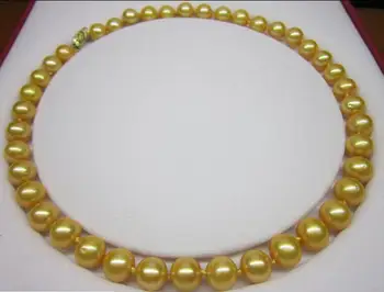 

Fine 11-12 mm gold pearl necklace 18" 36" yellow clasp