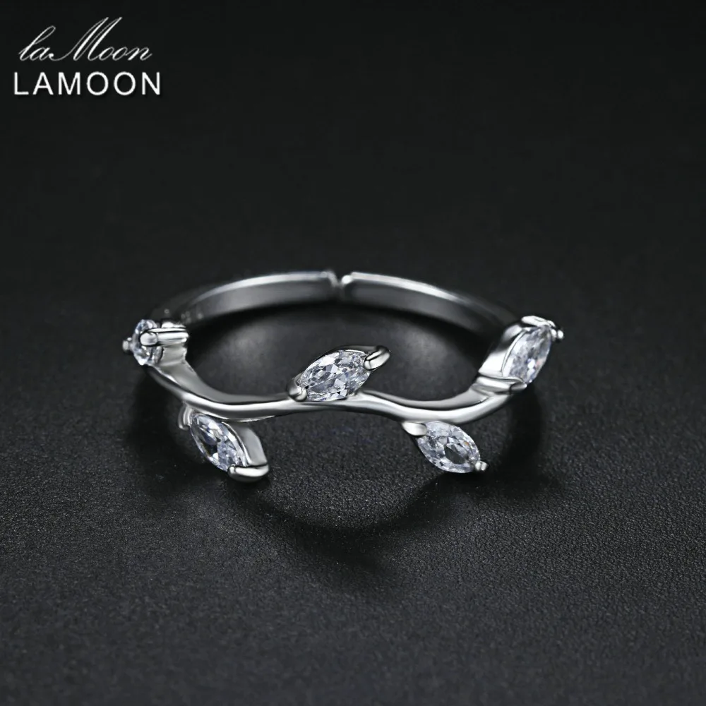 LAMOON Olive Branch Design 925-Sterling-Silver Adjustable Rings S925 Fine Jewelry for Women Girls Gift Anti Allergy LMRY039