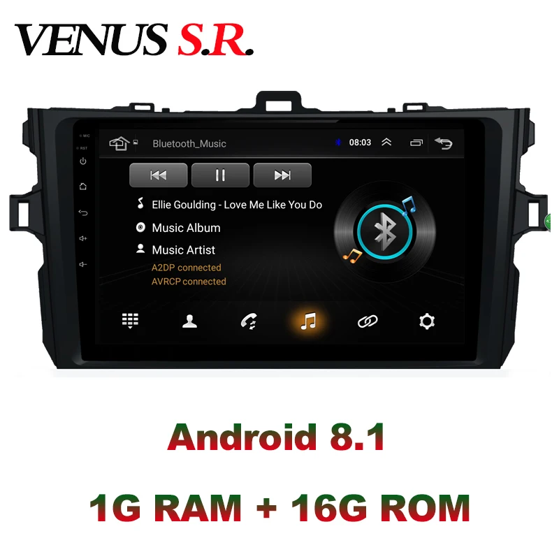 

VenusSR Android 8.1 2.5D car dvd for Toyota Corolla Radio 2008-2013 multimedia Radio stereo gps navigation
