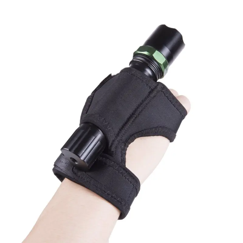 Underwater Scuba Swimming Diving Dive LED Torch Flashlight Holder Soft Black Neoprene Hand Arm Mount Wrist Strap Glove Hand Free