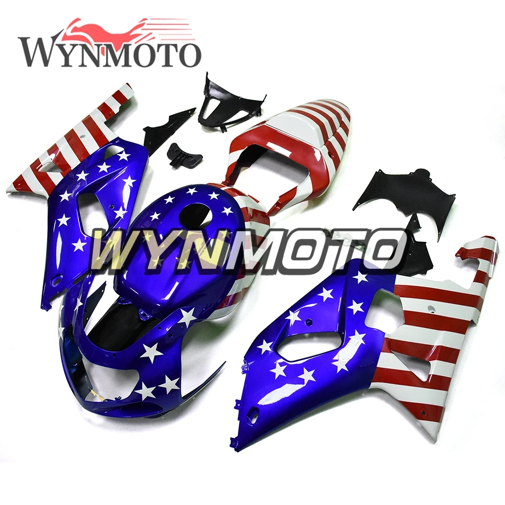 

Новая модель, обтекатель для Suzuki GSXR600 GSXR750 K1 2000 2001 2002 2003, ковлин, синий, красный, с белыми звездами, кузов
