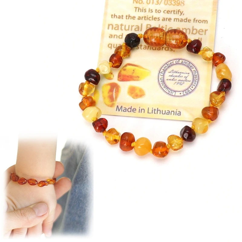 

14 cm Genuine Baltic Amber Teething Bracelet Raw and Anklet Baby Beads for Teethers