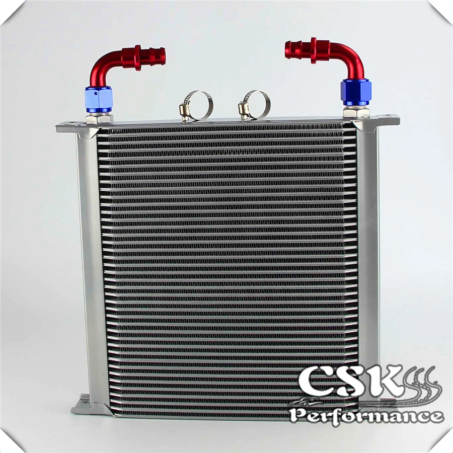 40 Row AN10 Aluminum Engine Oil Cooler Radiator + 2pcs 90 Degree fittings Silver
