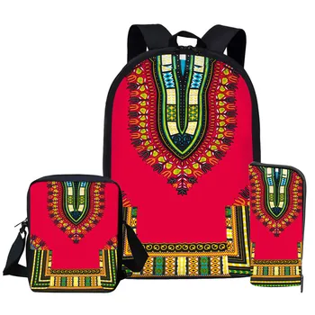

ThiKin Backpack Women School Back Bags for Teenage Girls African Tribal Boho 3pcs Bag Set Travel Backpacks Female Bagpack