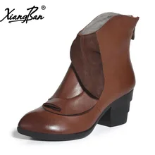 Женские ботильоны с острым носком; элегантная зимняя обувь на высоком каблуке; Модные женские ботинки; винтажная женская обувь; Xiangban