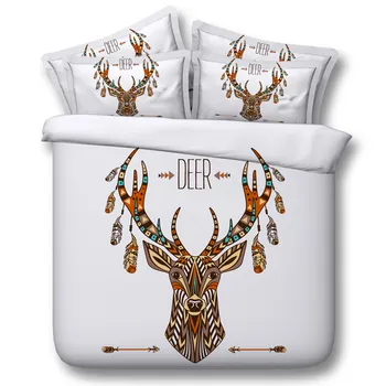

Modern Fashion Kids/Adult Home Textile 100% Cotton 3d Colorful Deer Pattern Duvet Cover 3/4PC Bedding Sets Without Filling Hot