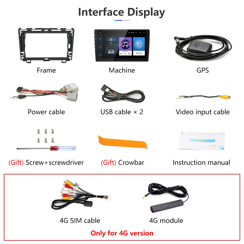 Perfect Jansite 9" Car Android Radio for Honda CRV CR-V 2007 2008 2009 2010 2011  Multimedia player Navigation GPS 4G WIFI IPS screen 22