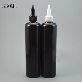 

(20pcs/lot)330ml black pointed mouth top cap plastic bottle containers, DIY painting empty plastic bottles jam bottle
