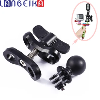 

LANBEIKA For Gopro Aluminum Alloy Diving Light Arm Clamp Mount Ball Base Adapter Butterfly Clip for Gopro 5 4 3+ 3 SJCAM SJ6 SJ7