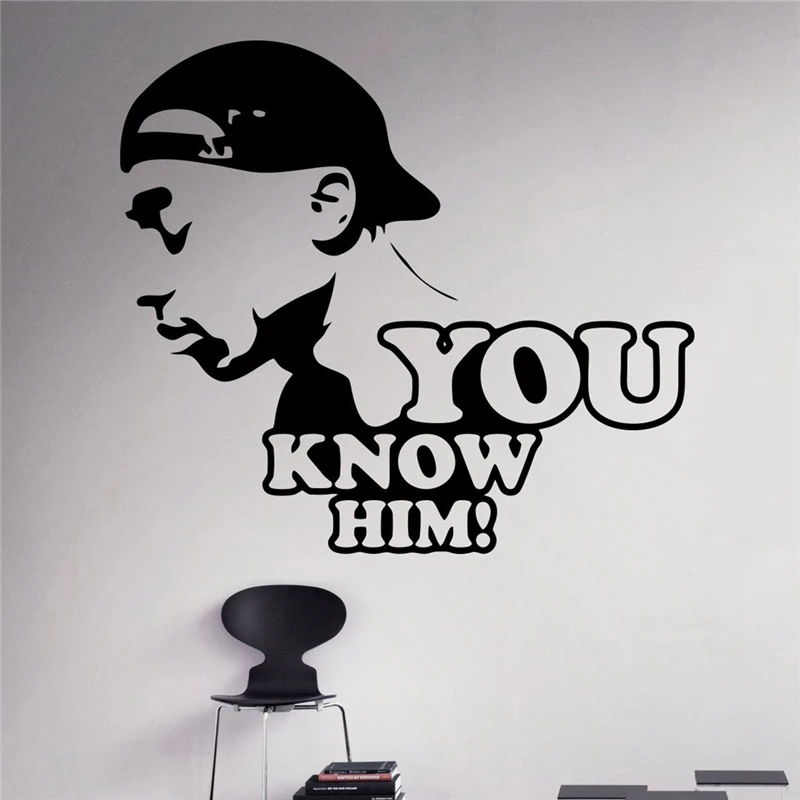 Tupac Shakur Wall Sticker 2Pac Rapper Wall Vinyl Sticker Hip Hop Home
